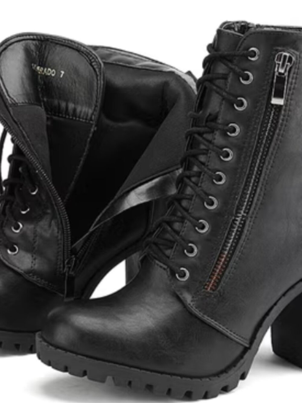 Dream Pairs “Silverado”Chunky Heel Combat Ankle Boots–Lace‑Up + Side Zipper–SZ 8 - Picture 10 of 15